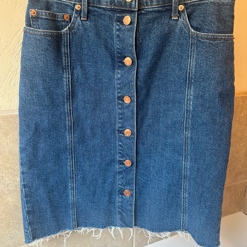 GAP Blue Denim Button-Down Pencil Skirt